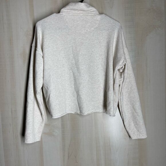 Aerie light gray cropped 1/4 zip long sleeve sweatshirt, size XS - Picture 2 of 12